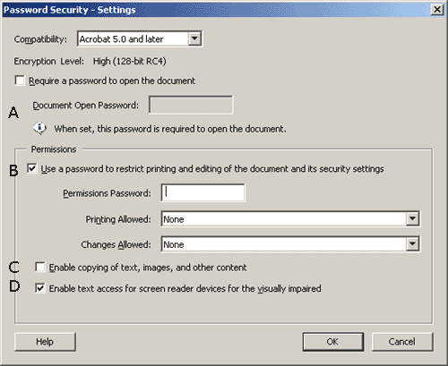 Password Security - Settings