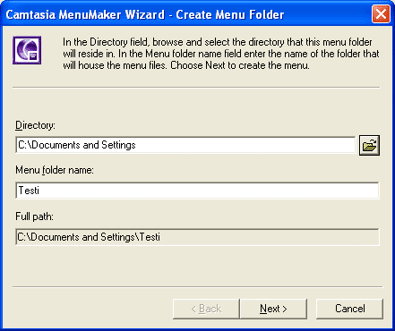 Camtasia MenuMaker Wizard