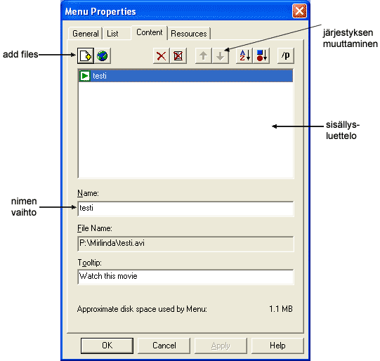 Menu Properties